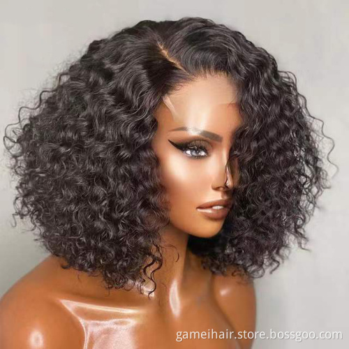 Wholesale Cheap Deep Wave Bob Wig Hd Full Transparent Lace Front Human Hair Wig Brazilian Virgin Human Hair Lace Frontal Wig